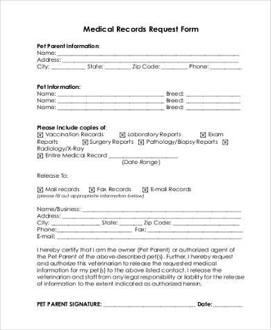 generic medical records request form