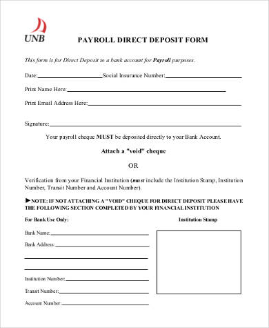 FREE 8+ Sample Generic Direct Deposit Forms in PDF