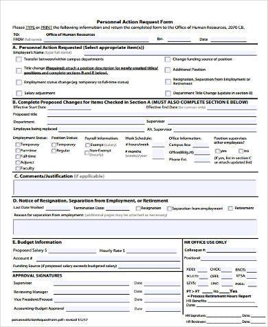 generic personnel action form