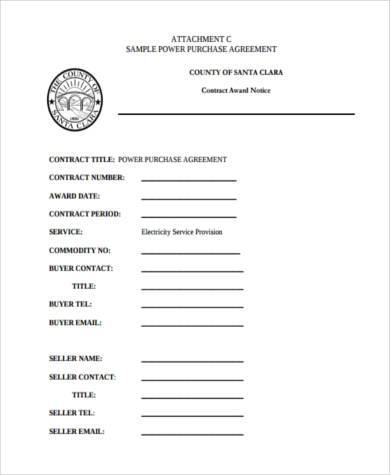 generic power purchase agreement form