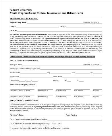 generic release of medical information form