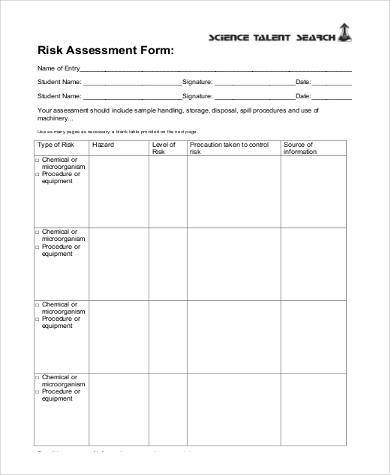 FREE 8+ Sample Generic Risk Assessment Forms in MS Word | PDF