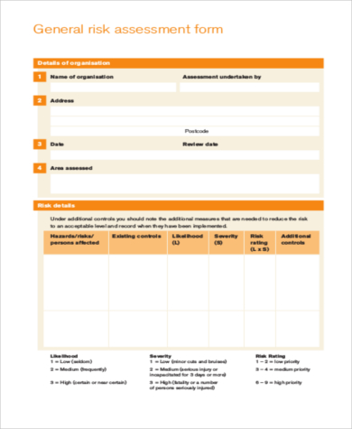 generic risk assessment form
