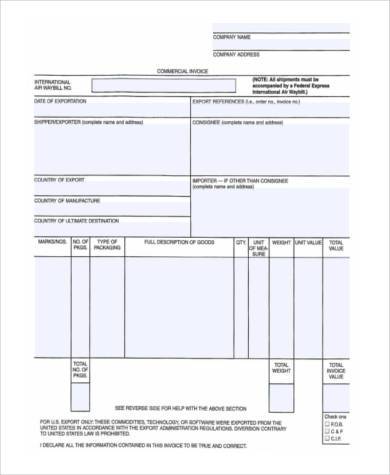 generic form invoice WORD PDF  Form  in  Sales Samples FREE 8 Invoice