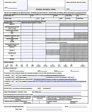FREE 8+ Sample School Physical Forms in MS Word | PDF