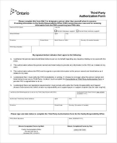 generic third party authorization form