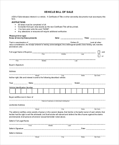 generic vehicle bill of sale form1