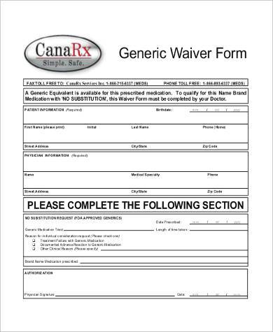 generic waiver form example