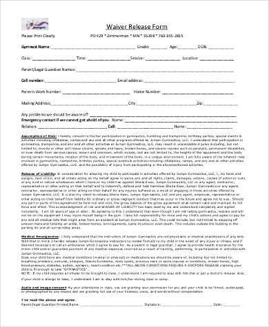 generic waiver release form