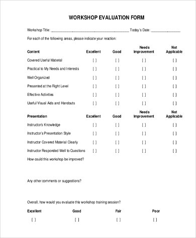 generic workshop evaluation form in pdf