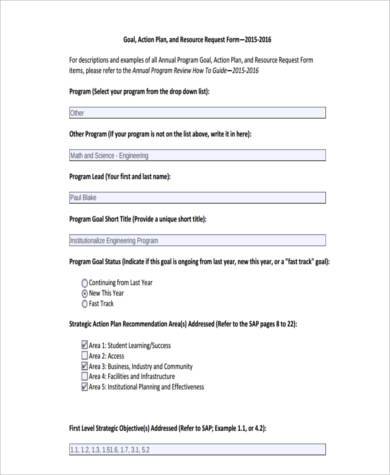 FREE 7+ Sample Goal Action Forms in MS Word | PDF