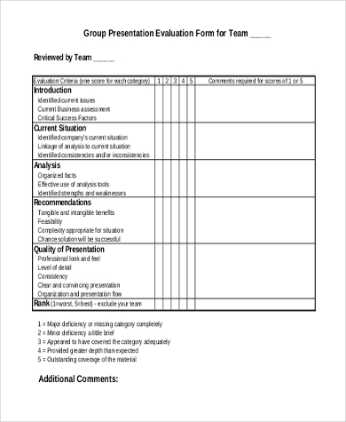 group presentation evaluation form