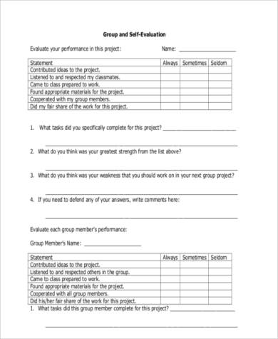 FREE 9+ Sample Group Evaluation Forms in PDF | MS Word | Excel