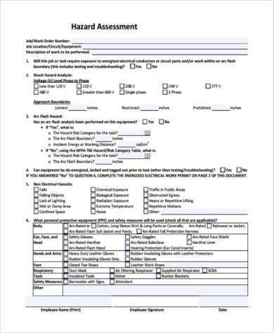 FREE 7+ Sample Hazard Assessment Forms in PDF | MS Word