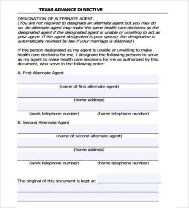 health care directive blank form