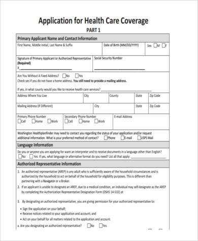 health care tax application form 