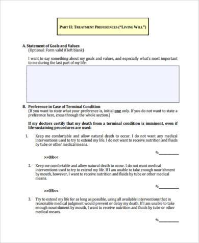 health care treatment directive form