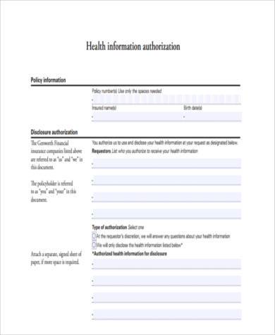 health information authorization form