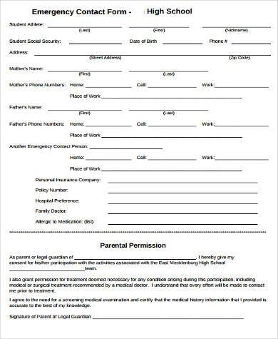 FREE 10+ Sample Student Contact Forms in PDF | MS Word