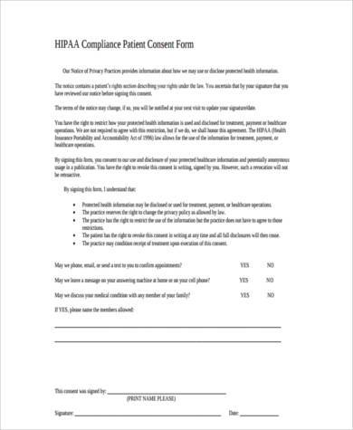 hipaa privacy consent form