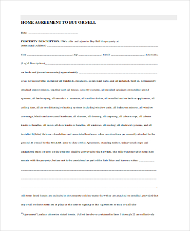 home buy sell agreement form1