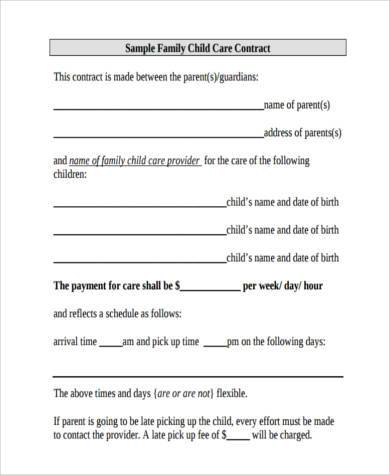 Free 9 Sample Daycare Contract Forms In Pdf Ms Word