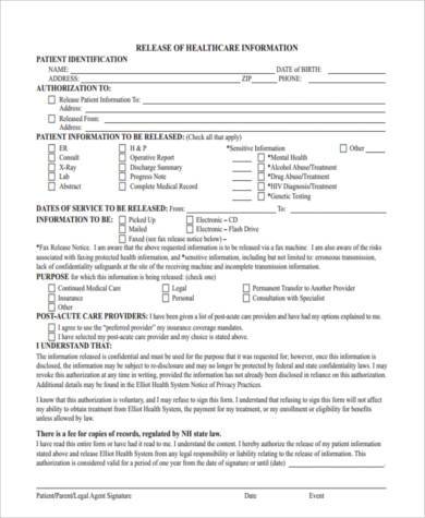 hospital release form in pdf