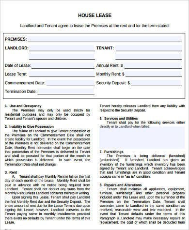 house lease contract form