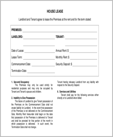 house lease rental agreement