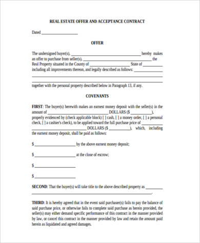 house offer contract form