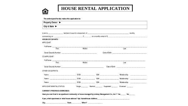 house rental applications