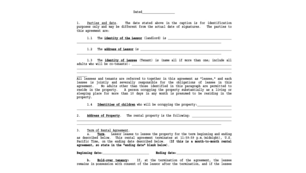 Home Renters Agreement Template