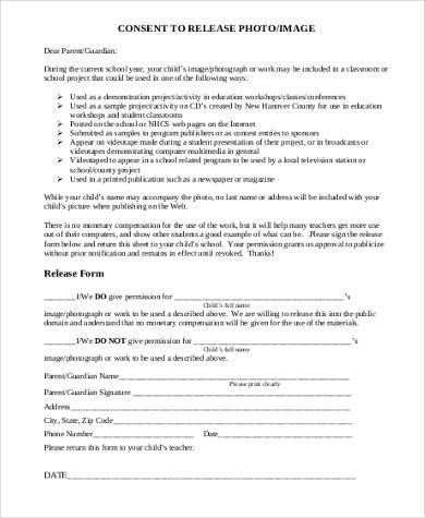 image consent release form