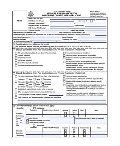 immigration physical exam form