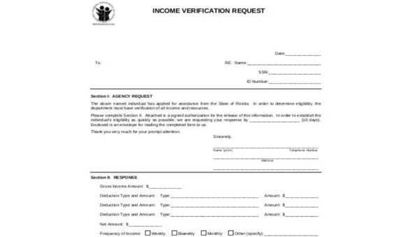 income verification form samples