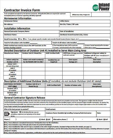 independent contractor invoice form