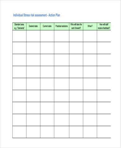 individual stress risk assessment form