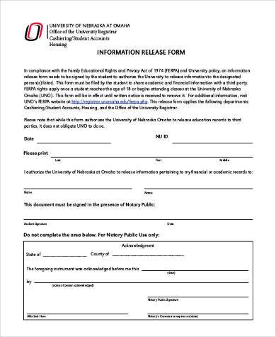 information release form example
