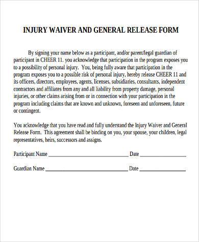 injury waiver release form