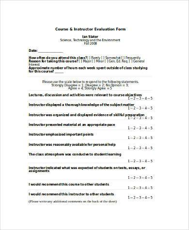 instructor evaluation form doc
