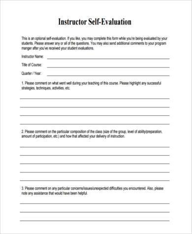 FREE 8+ Sample Instructor Evaluation Forms in PDF | MS Word