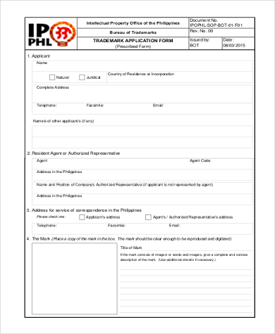 intellectual property trademark application form