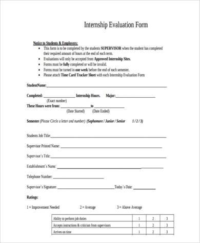 FREE 10+ Sample Internship Evaluation Forms in PDF | MS Word | Excel