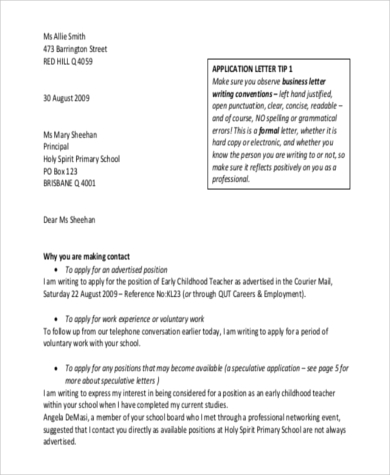 Format Of An Official Job Application Letter Pdf