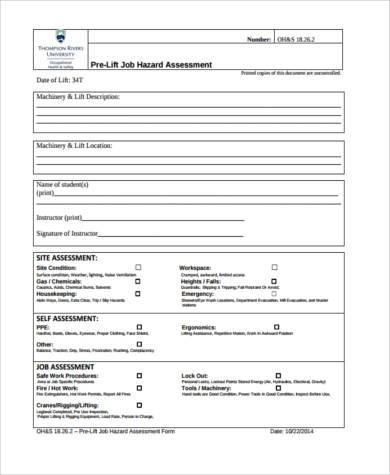 hazard assessment form template