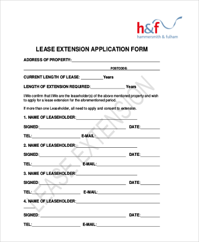 lease extension application form