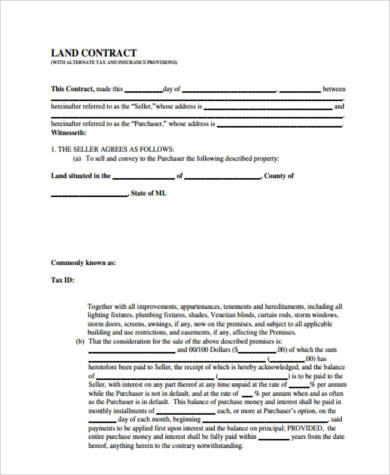 land contract for deed form