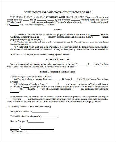 land installment contract form
