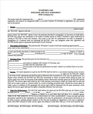 land purchase agreement form