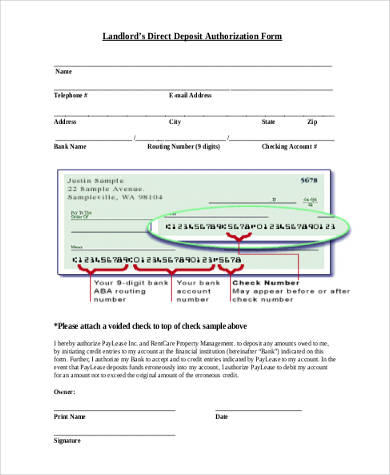 landlord direct deposit authorization form